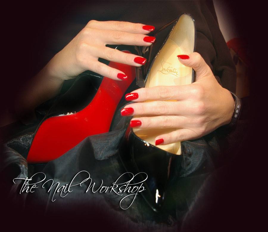Gelish Hot Rod Red with Louboutins Shoes
